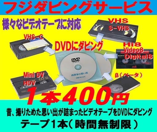 VHS MiniDV Hi8を ダビングます 元ビデオテープ10本分の特別価格です イメージ1