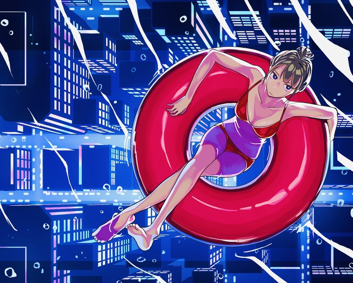 人物のいる背景つきイラストを描きます 多様な画風に対応可能。広告や音楽作品への提供実績あり イメージ1