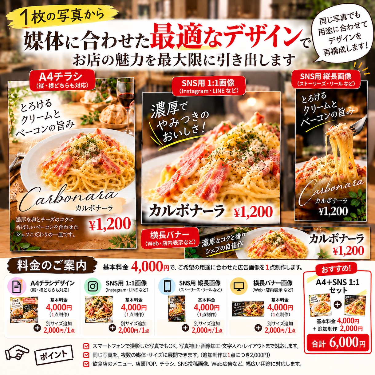スマホ写真を魅力的な広告画像に仕上げます プロカメラマンが写真補正から販促デザインまで対応 イメージ7
