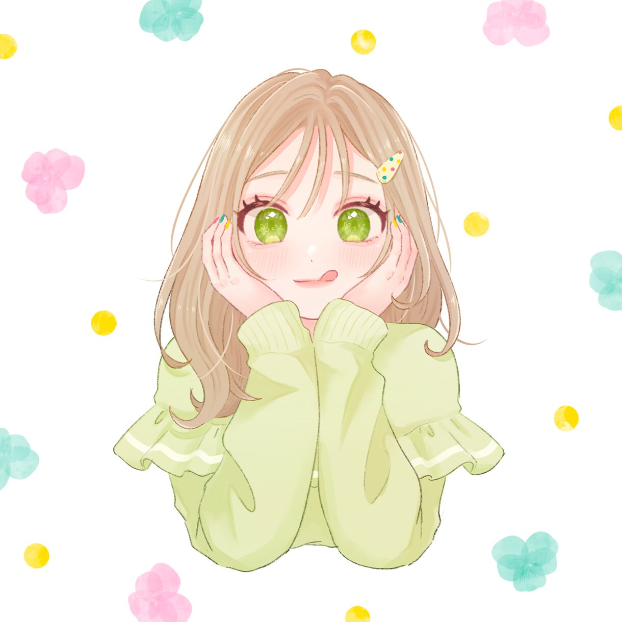 ふんわり可愛いアイコンを描きます 優しい雰囲気で制作します♪各種SNSなどにどうぞ イメージ2