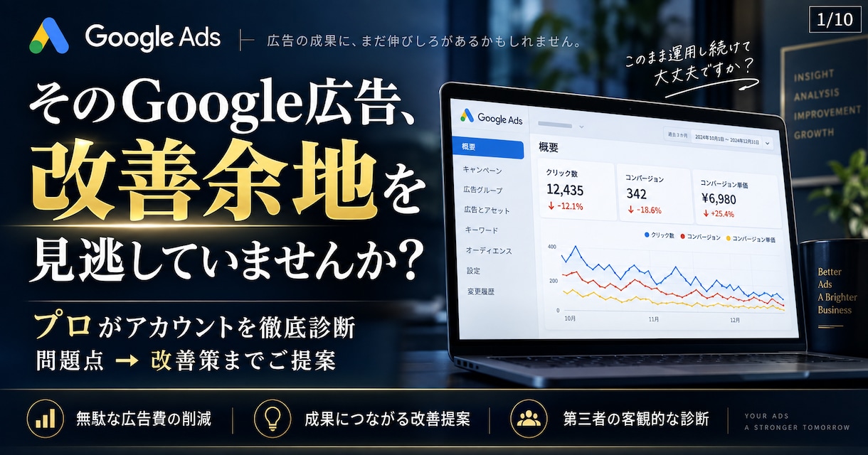 Googleリスティング広告の改善提案します 【実績豊富な認定資格者が対応】リスティング以外や別媒体も可能 イメージ1