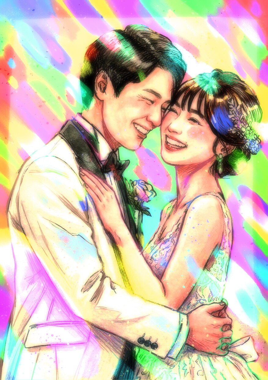 極彩色でビビッドな「生きている似顔絵」を描きます パッと目を引く！ビビッドでポップな唯一無二の似顔絵です。 イメージ5