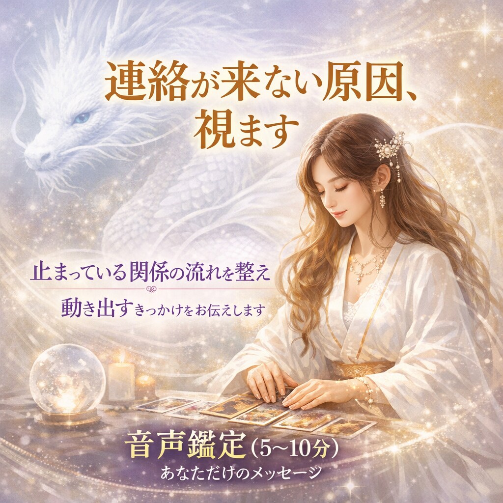 連絡が来ない原因を視て、復縁へ導きます 連絡が来ない理由には原因があります。お相手の本音を視ます。 イメージ1