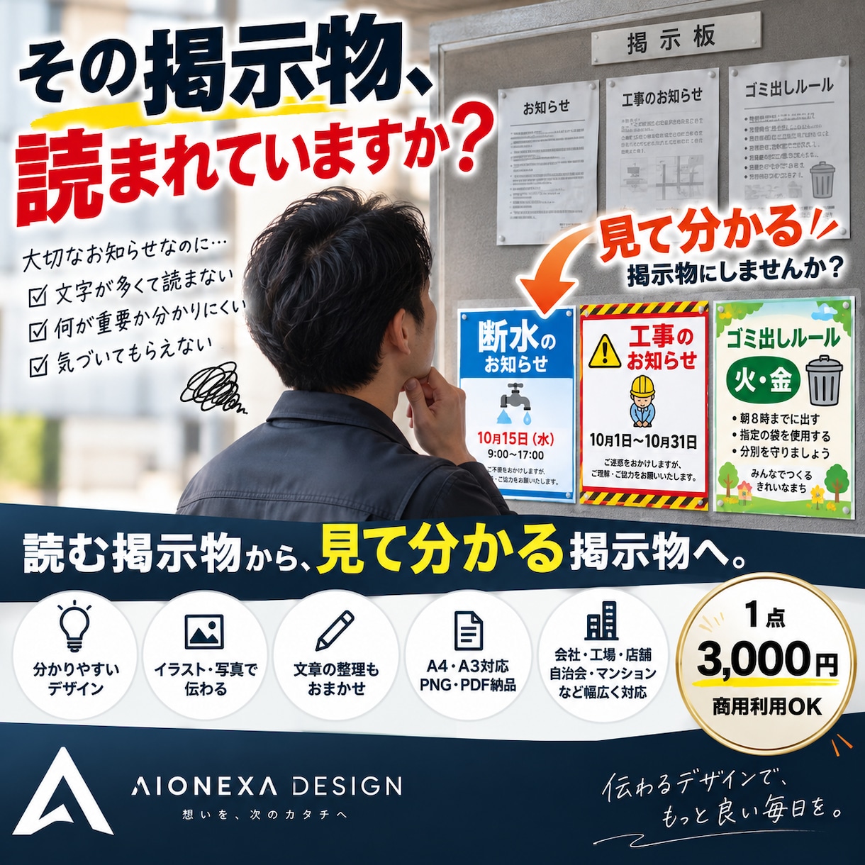 見てすぐ伝わる掲示物を制作します 忙しい人にもひと目で伝わるお知らせをデザインします イメージ1
