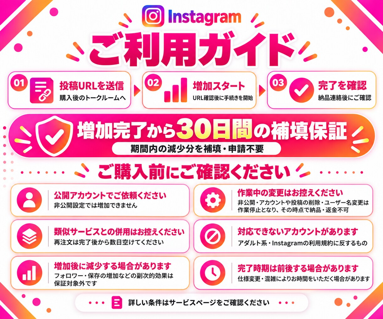 インスタ日本人いいね300件増やします Instagram｜自然増加で30日補填保証付き✨振り分け可 イメージ6