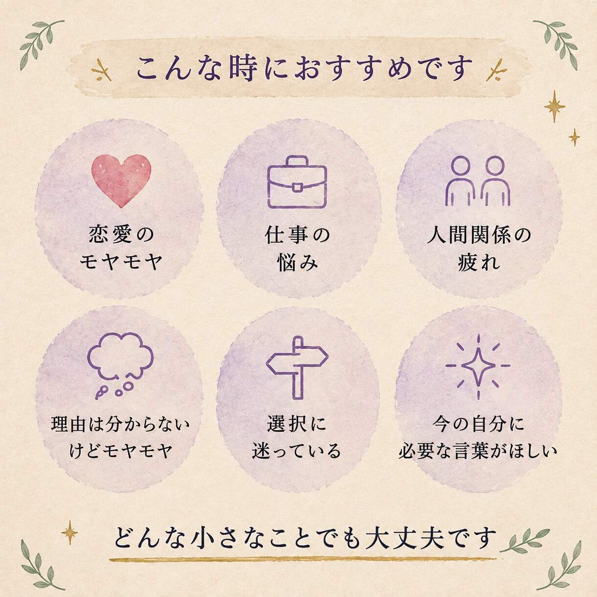 今すぐ聞きたいモヤモヤ。24時間以内にお返事します オラクルカードで今必要なヒントをやさしくお届け イメージ2