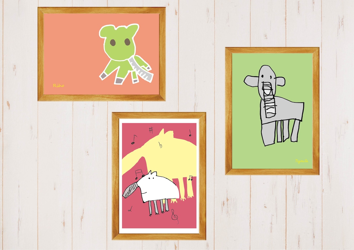 お子様のお絵描きで世界に一つのアート作品を作ります プレゼントやポストカード、お子様の日々の成長記録として。 イメージ4