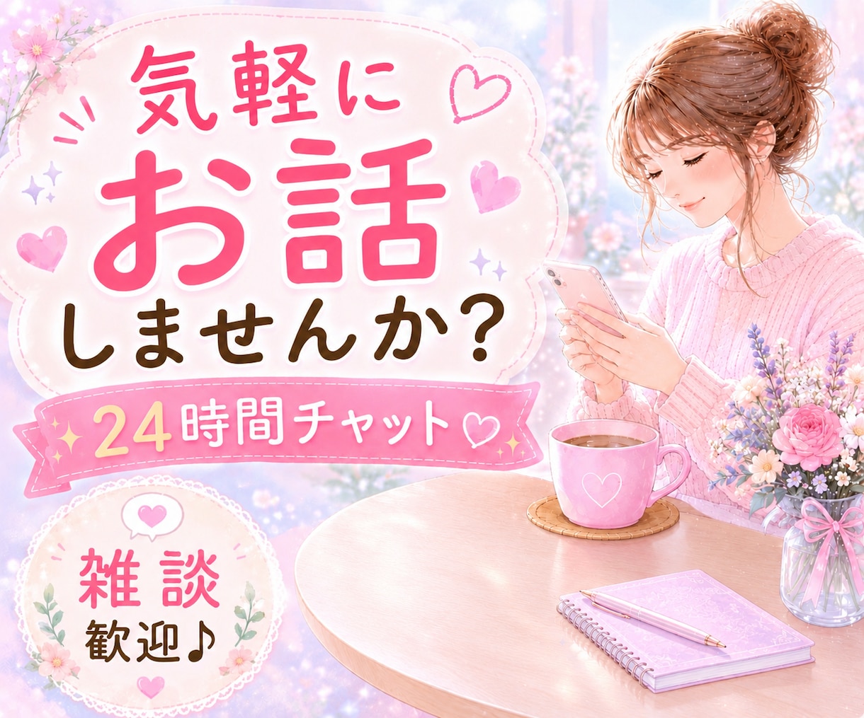 あなたの味方♥️24時間チャットで寄り添います 話し相手/雑談/愚痴/悩み/ペット自慢/ イメージ1