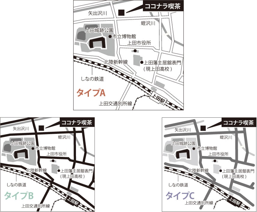 分かりやすく見やすいシンプル地図を作成します 名刺、案内状、広告、HPに。デザインが選べます イメージ1