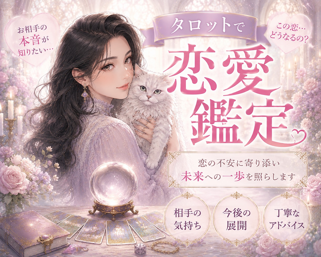 相手の本音・今後をタロットで読み解きます 恋愛の不安や今後を丁寧に鑑定します イメージ1