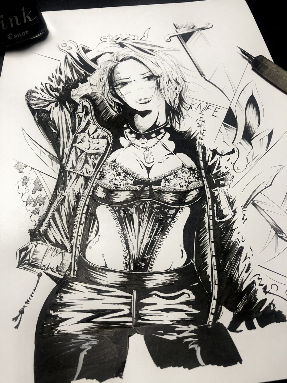 モノトーン✖フルカラー オリジナルイラスト承ります 唯一無二の生原稿にして納品します！データ化も承ります！ イメージ8