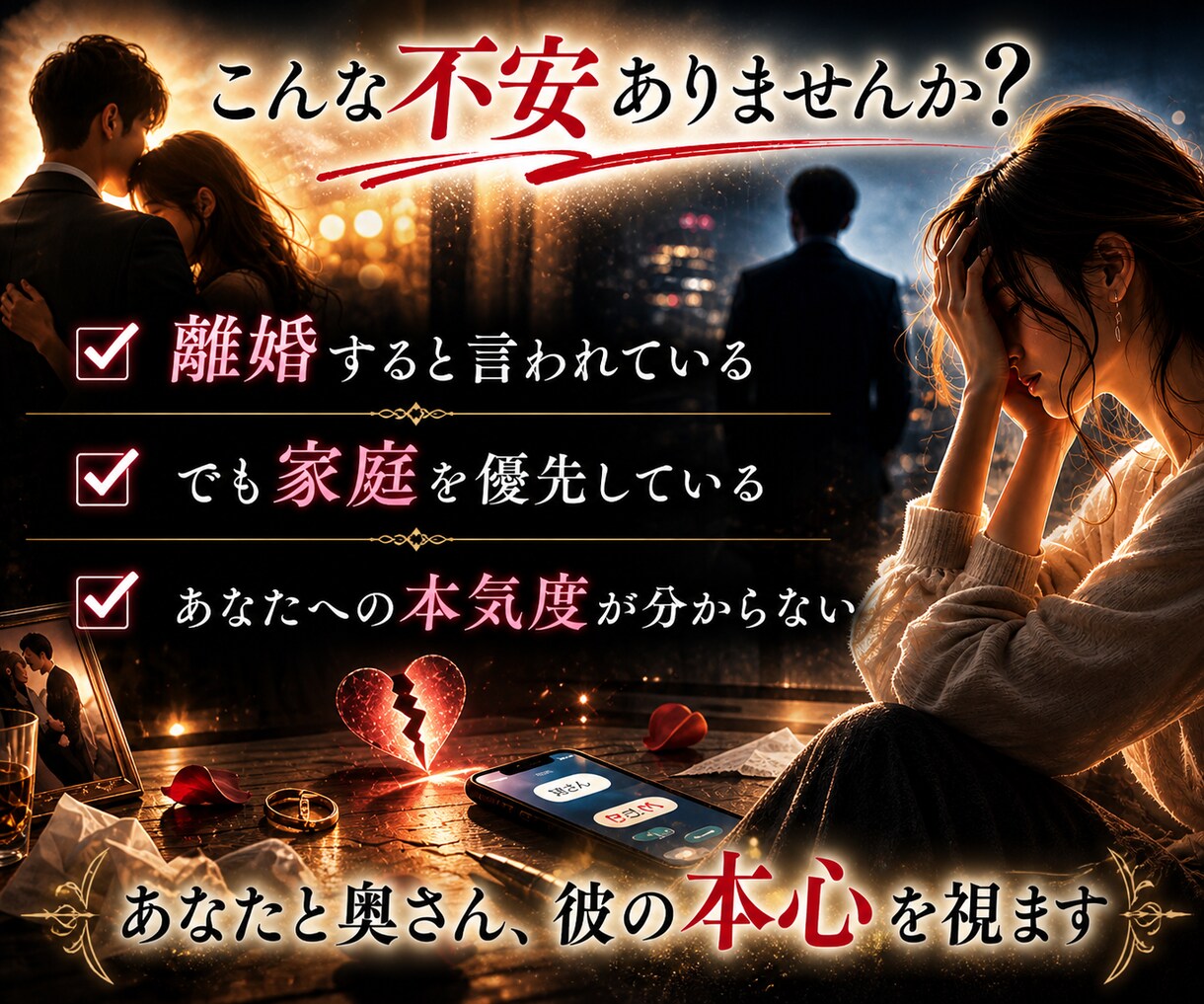 不倫】彼は奥さんを愛してる？本気で視ます あなたと奥さん、彼の本心はどちらにあるのか イメージ3