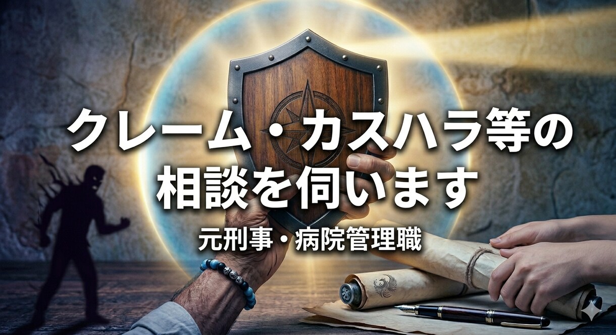 元刑事×病院管理職が医療クレーム等の相談を伺います 医療クレームなど、対応難渋事例の相談、助言等を差し上げます イメージ3
