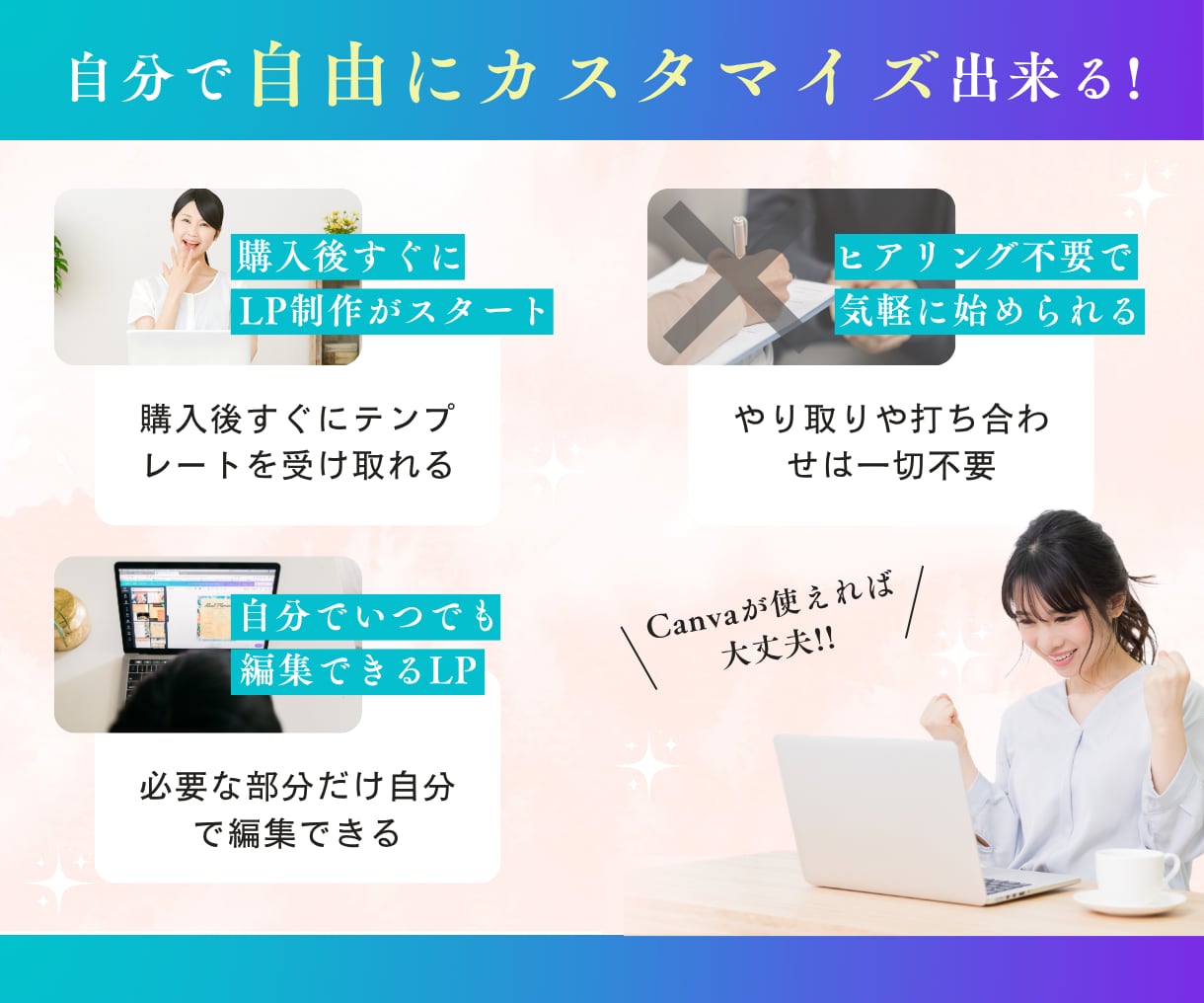 CanvaLPテンプレート販売（講座用）します モバイルファーストLPで追加セクション・ボタン・解説動画付き イメージ3