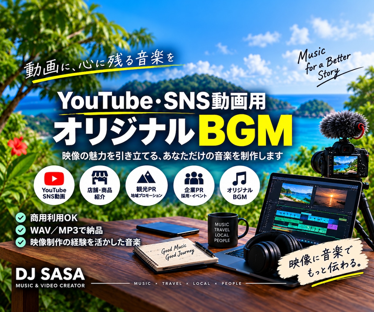 YouTube・SNS動画用BGMを制作します PR動画や店舗紹介に使えるオリジナルBGMを制作 イメージ1