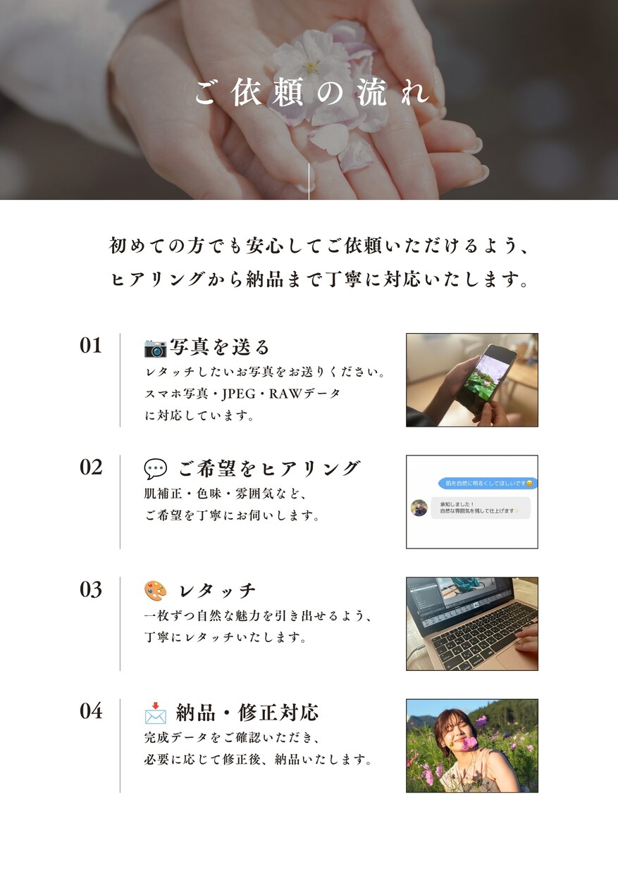 自然な人物レタッチを承ります 肌補正・色味調整・不要物除去まで対応 イメージ4