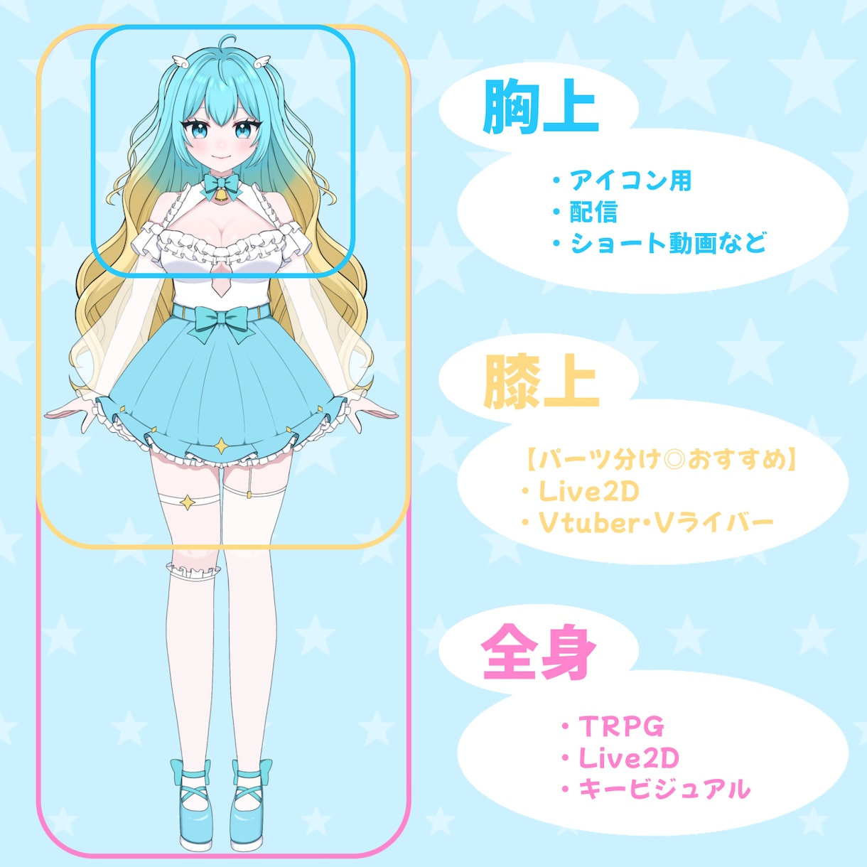 7月限定 パーツ分け込立ち絵！1週間で納品します 正面キャラクターの立ち絵制作・パーツ分け致します。 イメージ2