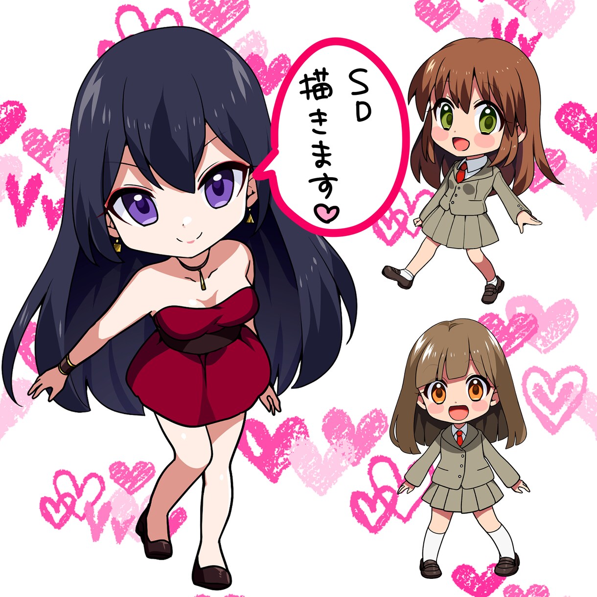 デフォルメのキャラクターーを描きます あなたの好みのSD・ミニキャラを作成します イメージ1