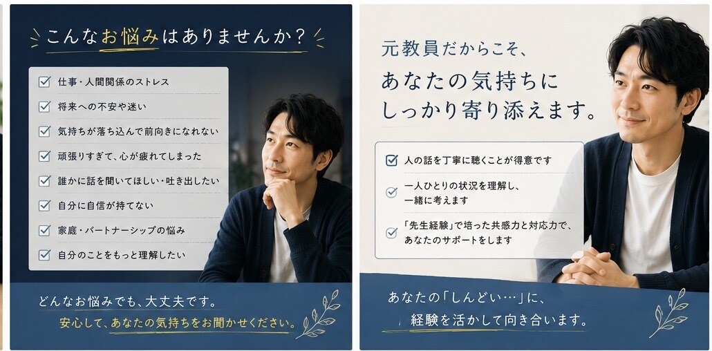 元教員がなーんでもききます 誰しも周りには話せないことが。。。元教員に話してみません？ イメージ2