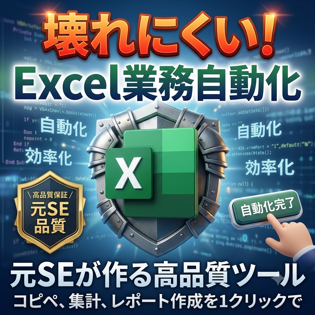Excelマクロ・VBAで面倒な業務を自動化します 壊れにくく・引継ぎやすい品質！丸投げ・ざっくりご相談も大歓迎 イメージ1