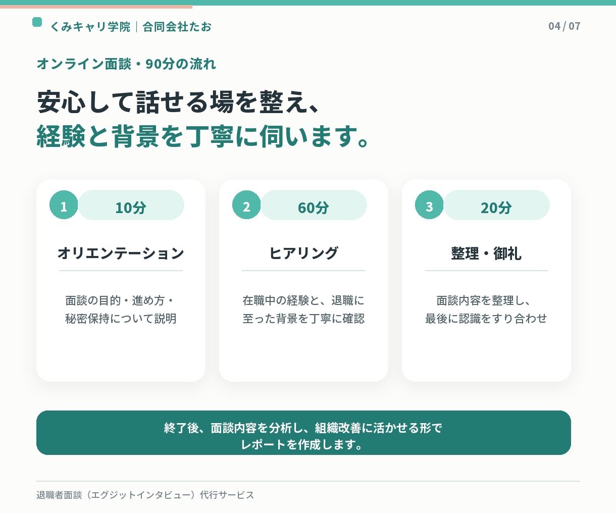 2級技能士が退職面談・分析レポート作成します 退職者面談(エグジットインタビュー)代行サービス イメージ4