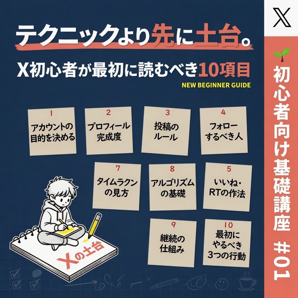 X初心者の生存土台10項目を丸ごと渡します テクニックより先に土台。X初心者が最初に読むべき10項目 イメージ1