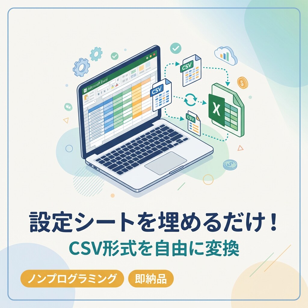 VBAでCSV変換・データ加工ツールを提供します 設定シートを埋めるだけ！非エンジニアでも使える！ イメージ1