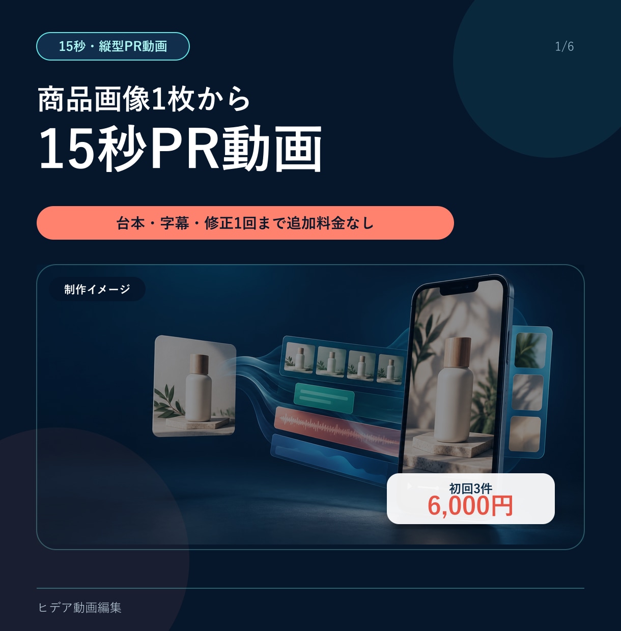 商品画像1枚から15秒の商品PR動画を制作します 撮影不要｜台本・字幕・修正1回まで6,000円 イメージ1