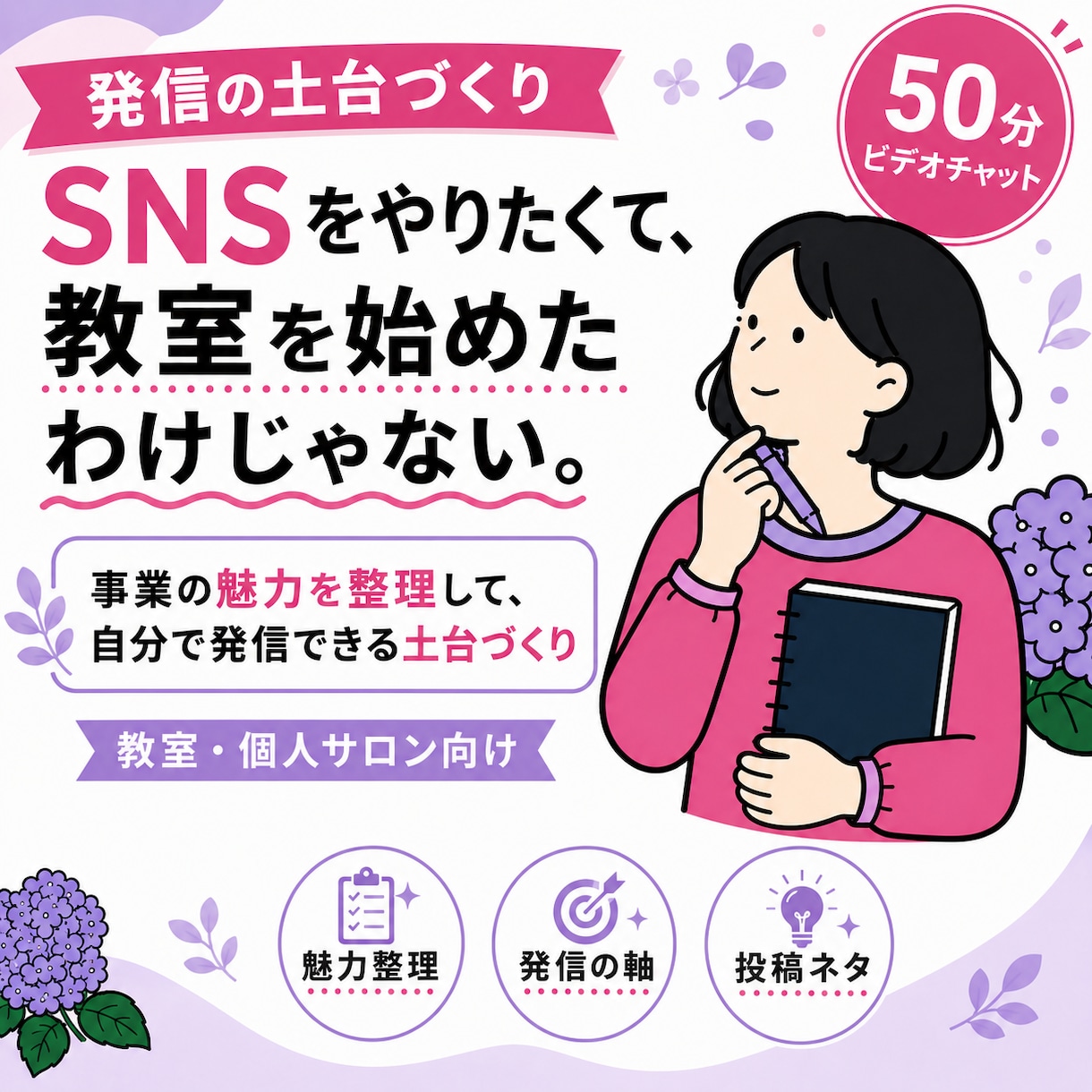 事業の魅力を整理して発信の軸を一緒につくります SNSに追われる毎日から、自分の言葉で伝えられる発信へ イメージ1