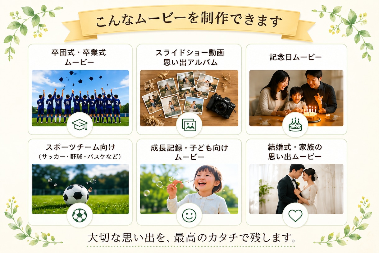 10分10,000円卒団・卒業・記念動画を制作ます 大切な思い出を、心に残る1本のムービーに。 イメージ3