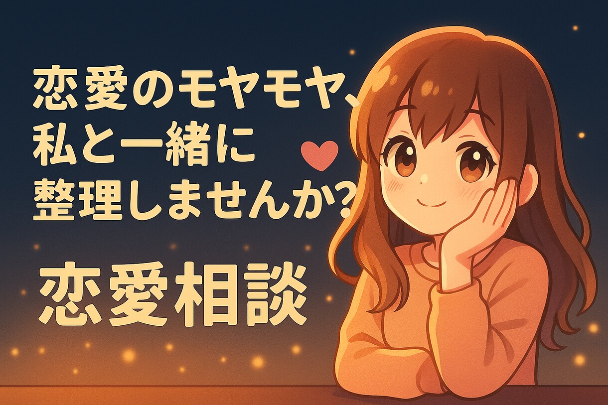 恋愛のモヤモヤ、一緒に整理します あなたの気持ちに100％寄り添う、恋愛の伴走者です イメージ1
