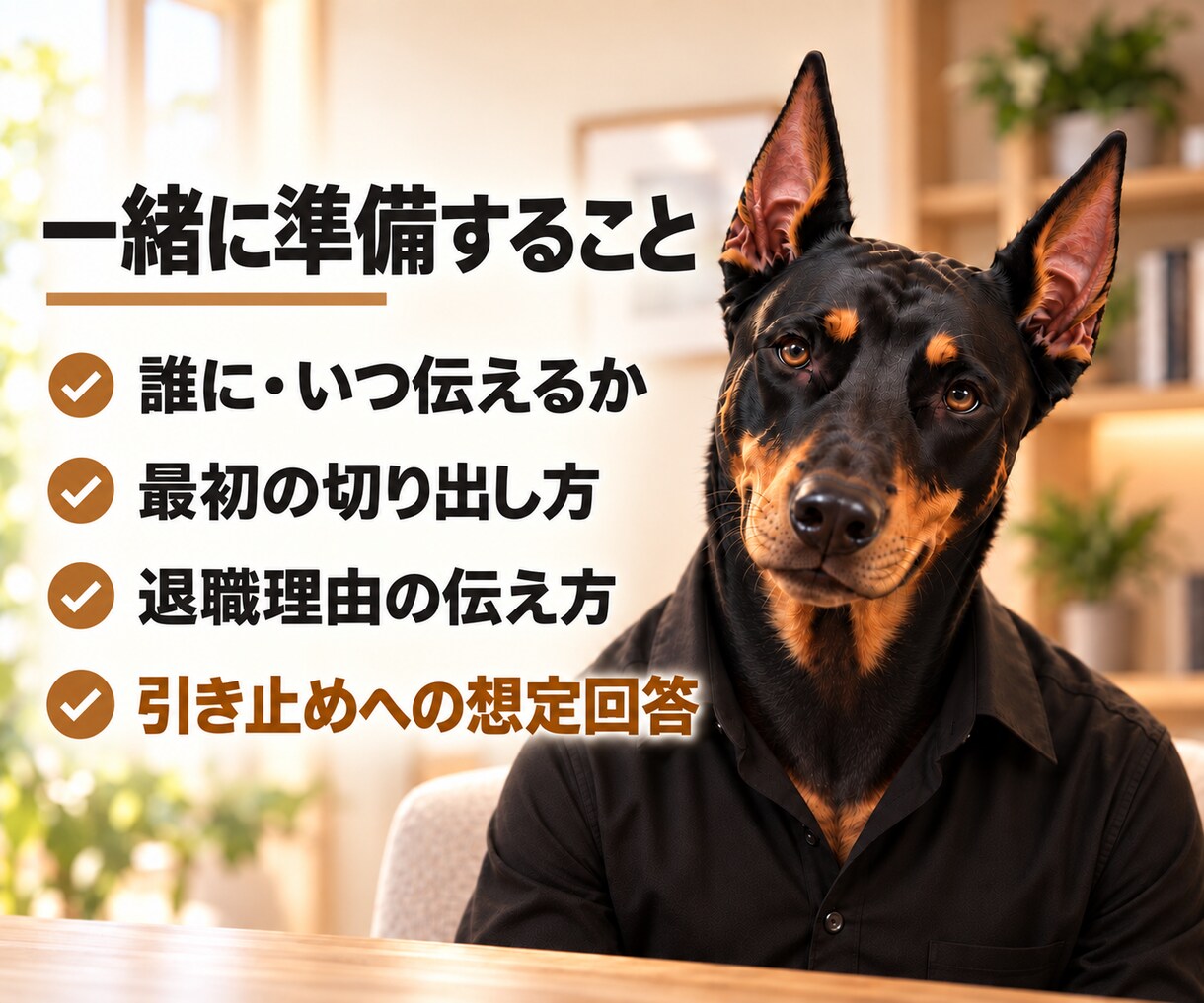 自分で退職を伝えるための準備を整えます 切り出し方・退職理由・引き止め対応まで準備 イメージ3
