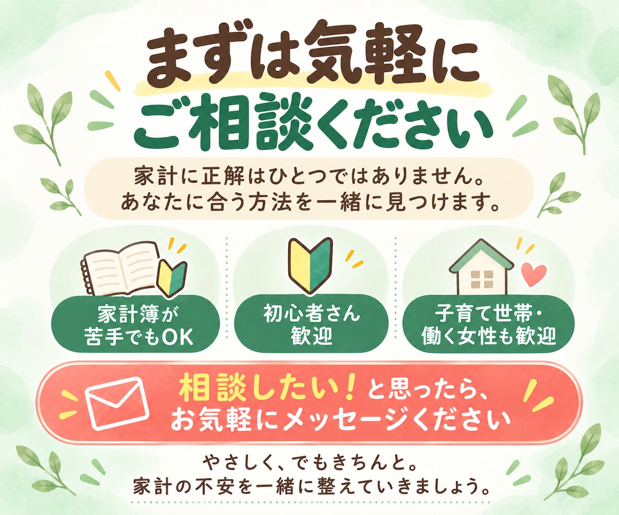 お金の不安を丸っと解決！貯める体質へ改善します 家計簿なし！節約なし！独立系FPが１カ月間完全サポート！ イメージ9