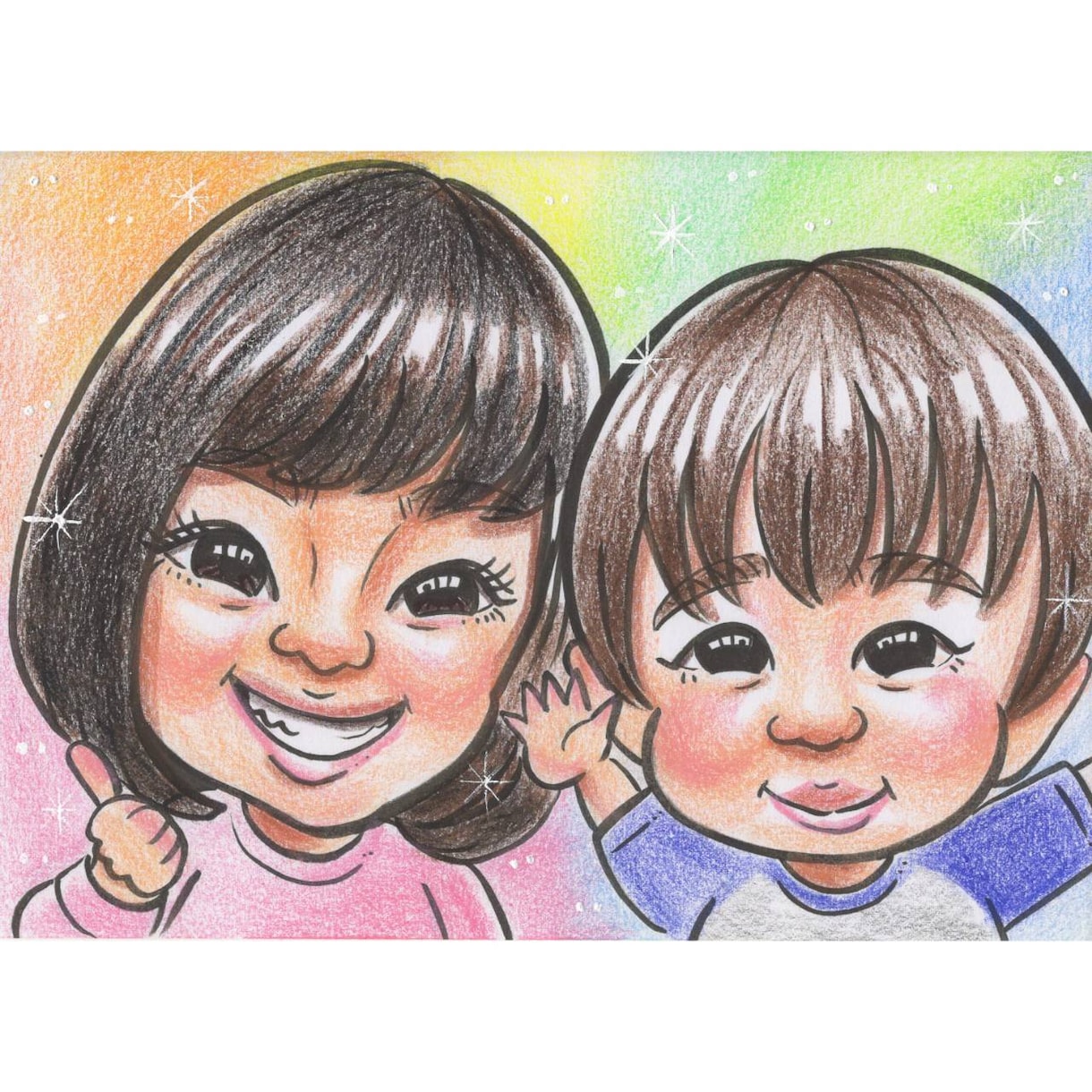 かわいく親しみのある手描き似顔絵お描きします 家族の記念/ウェルカムボード/還暦/古稀/米寿/傘寿/金婚式 イメージ2
