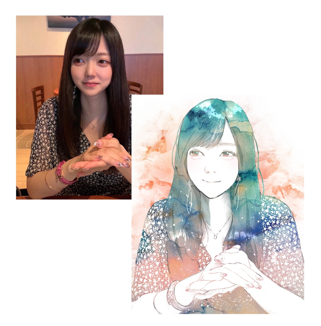 お写真からアルコールインクアートの似顔絵制作します ただの加工だけではなく、プロイラストレーターが加筆致します！ イメージ4