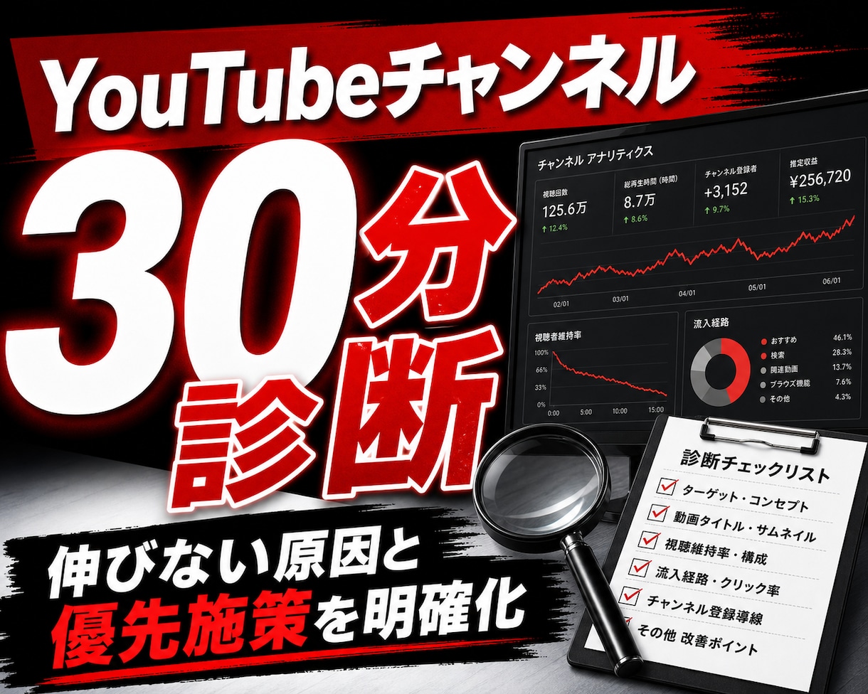 YouTubeチャンネルを30分診断します 伸びない原因と優先すべき改善点を具体化 イメージ1