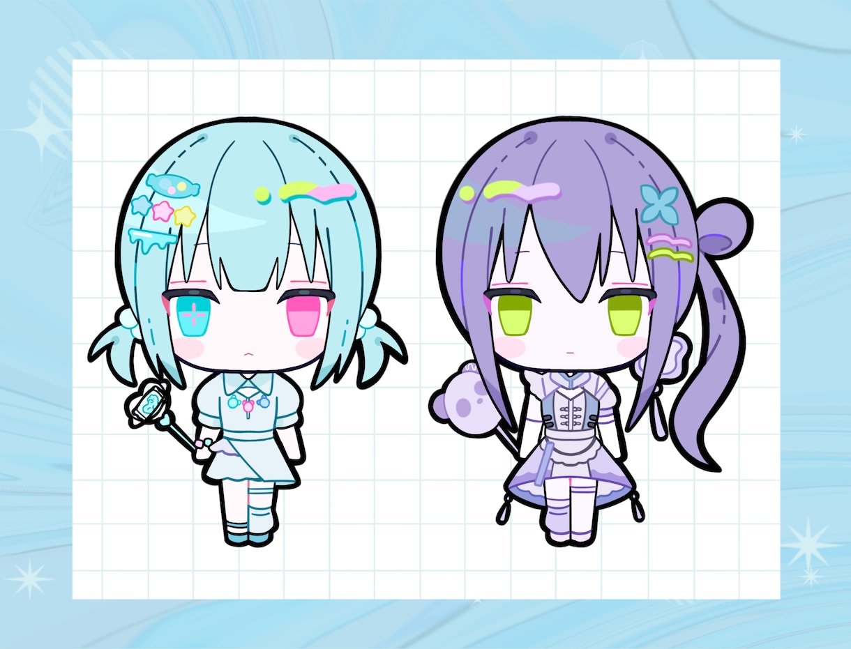 ポップで可愛い、グッズ映えなミニキャラ描きます ミニキャラを制作します！表情、ポーズ差分なども追加できます イメージ9