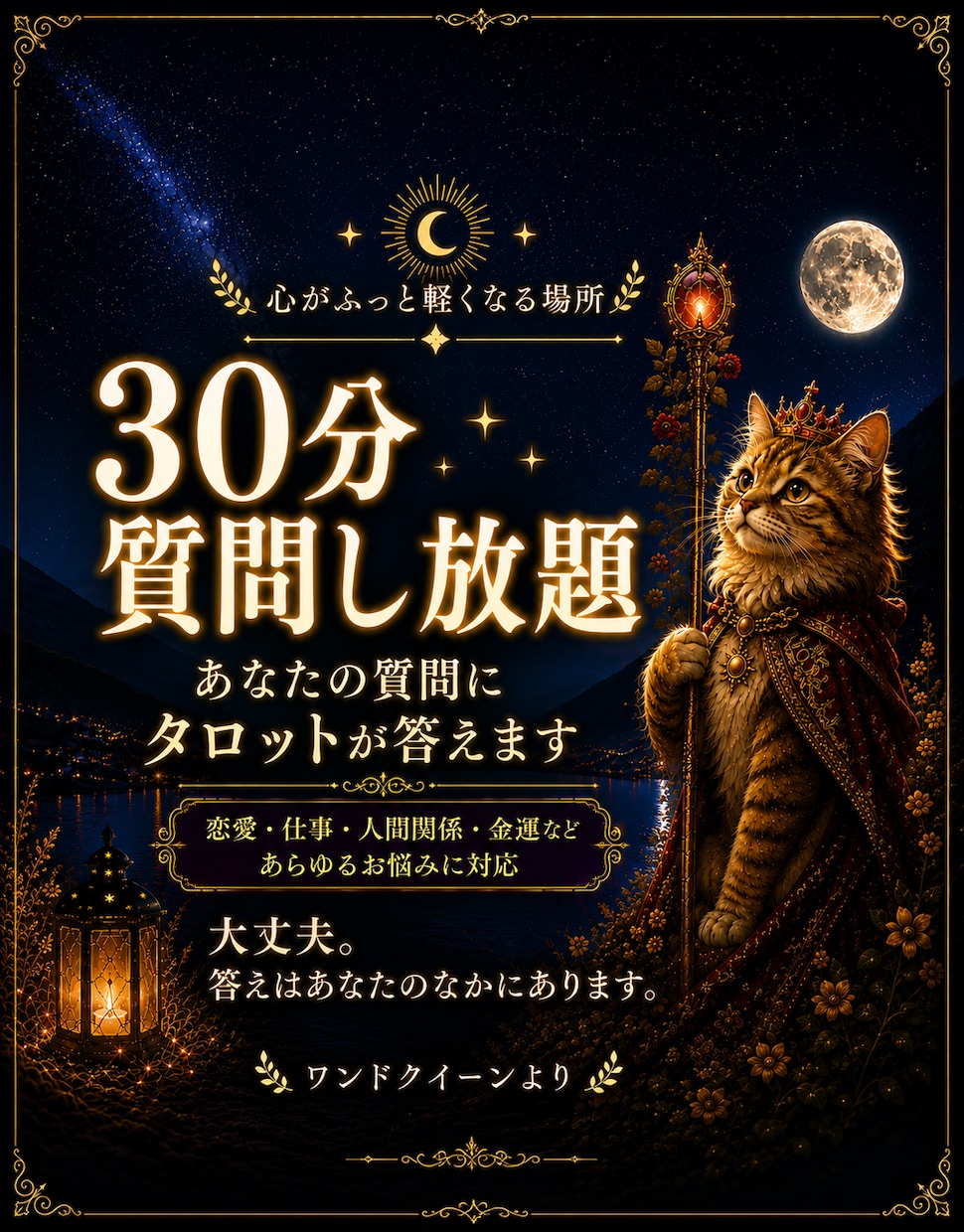 タロットより30分質問無制限チャット占いになります 恋愛/片思い/人間関係/不倫等鑑定いたします イメージ1