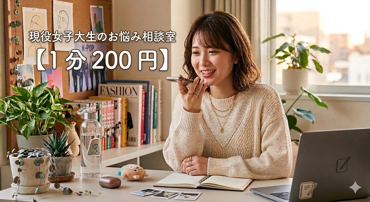 現役女子大生が優しくお話伺いします 【現役女子大生】優しくお話伺います。日々の愚痴も歓迎！ イメージ1