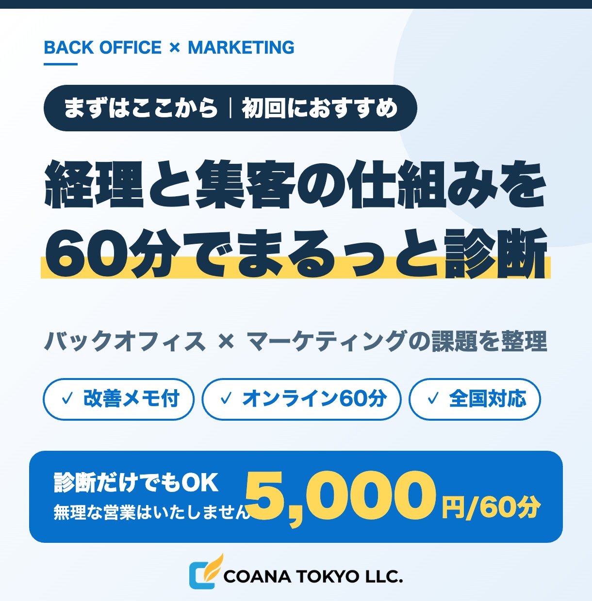 経理と集客の仕組みを60分で診断します バックオフィス×マーケティングの課題を一緒に整理 イメージ1