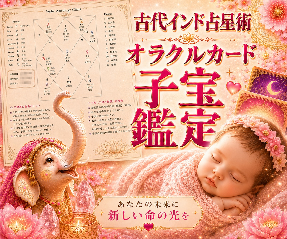 プレミアム子宝鑑定◆インド占星術とオラクルで視ます 子供を授かる時期、性別、授かるための行動を鑑定します⸜❤︎⸝ イメージ1