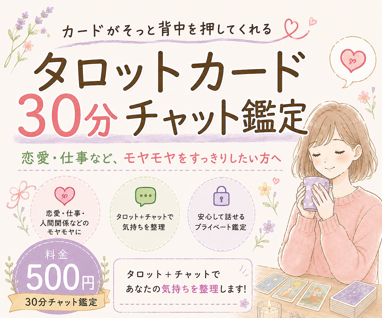30分チャット鑑定　お悩み解決をお手伝いします タロットで仕事・恋愛などの迷いに寄り添います イメージ1