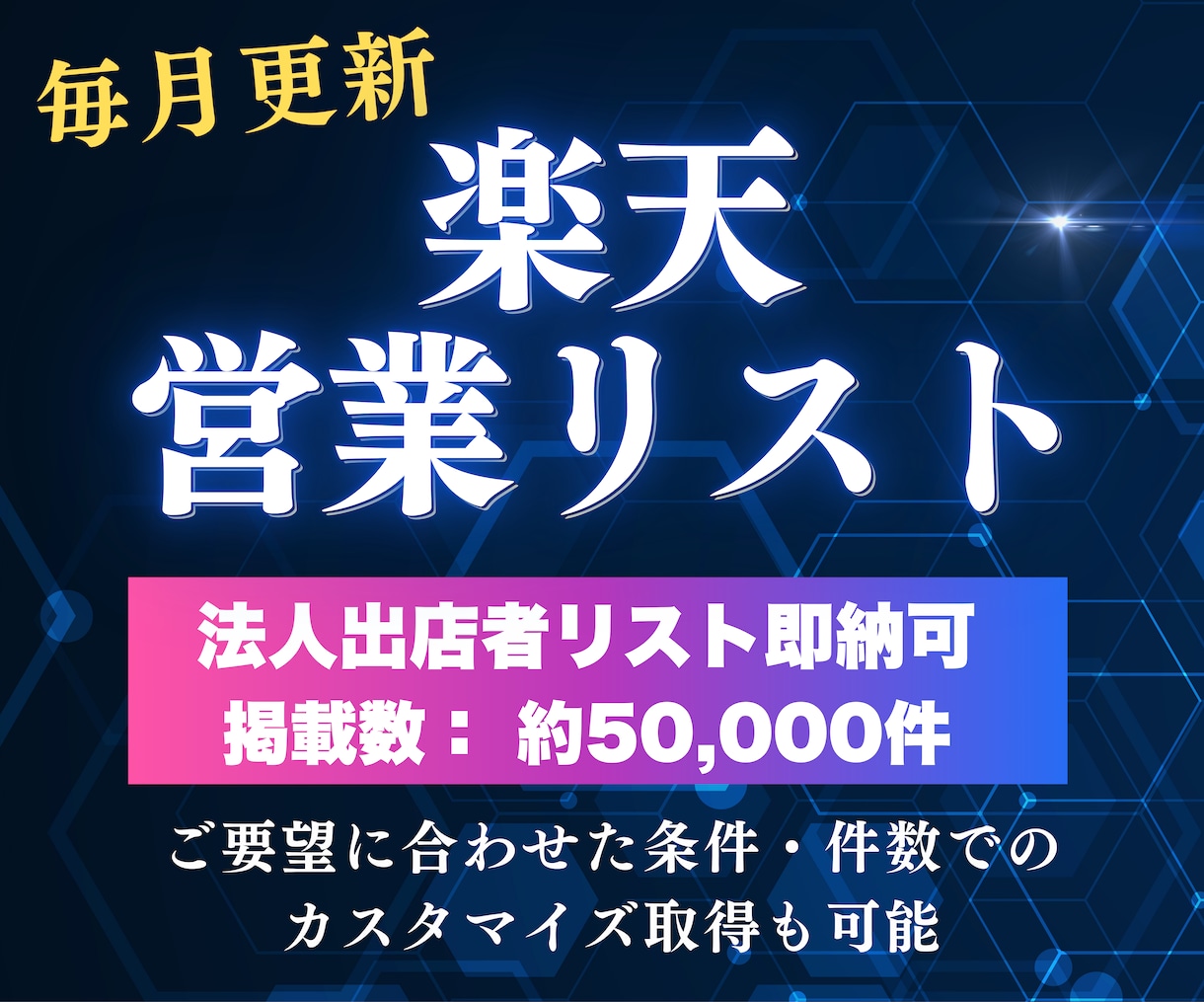 楽天✅ EC出店者の営業リスト提供します 毎月更新・即納あり・低価格でご提供します！会社HP等付与可 イメージ1