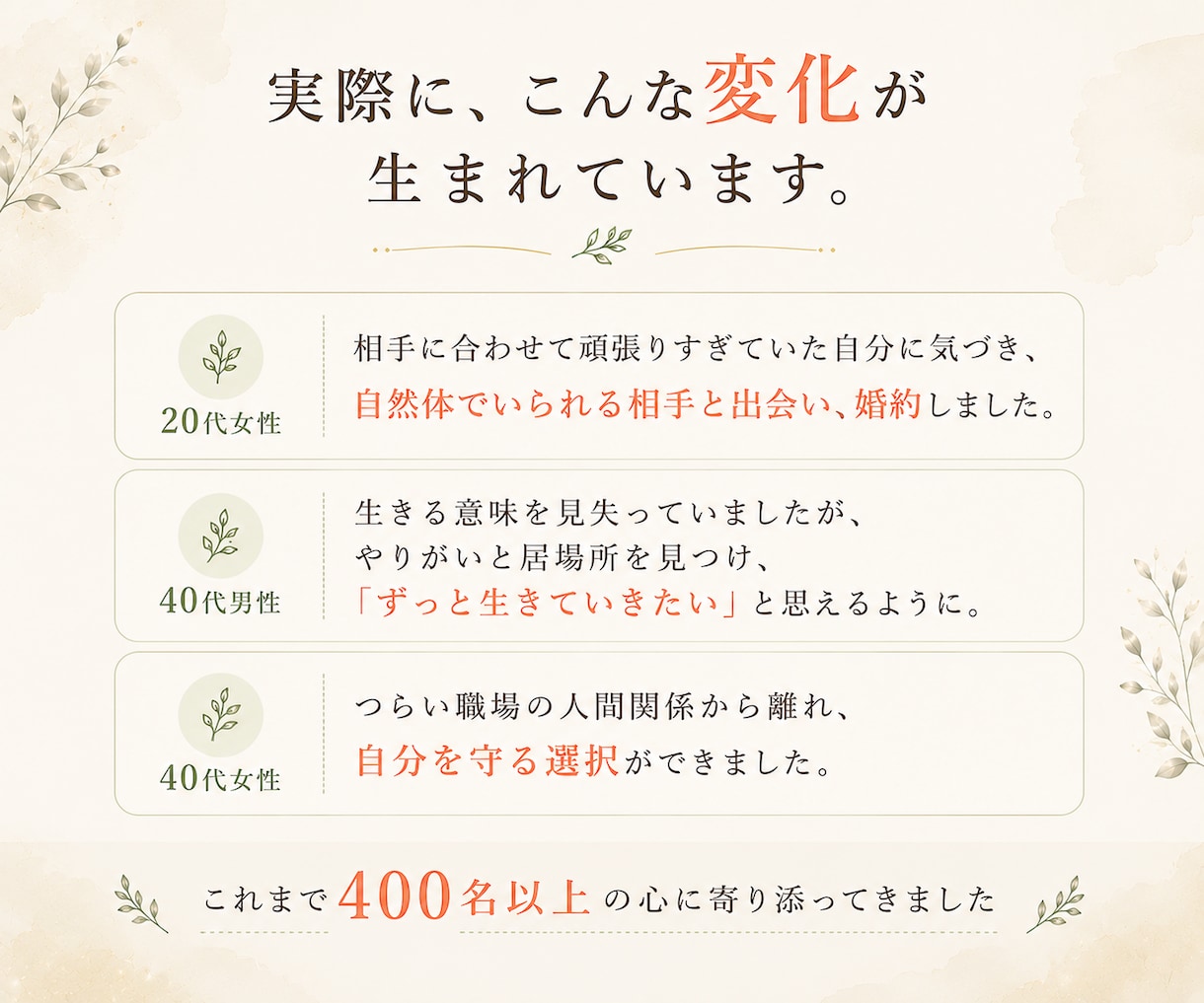 周りを優先し自分がわからなくなった心に寄り添います 400名以上に寄り添う｜自分とのつながりを取り戻す60分内観 イメージ5