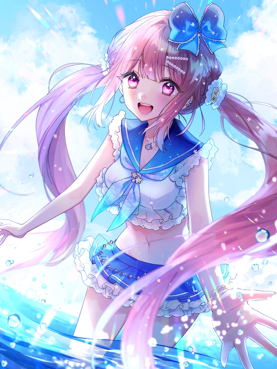 イラスト、キャラデザ、Live2D原画など描きます 淡く透明感のある、青とピンクを基調としたイラストが得意です イメージ8