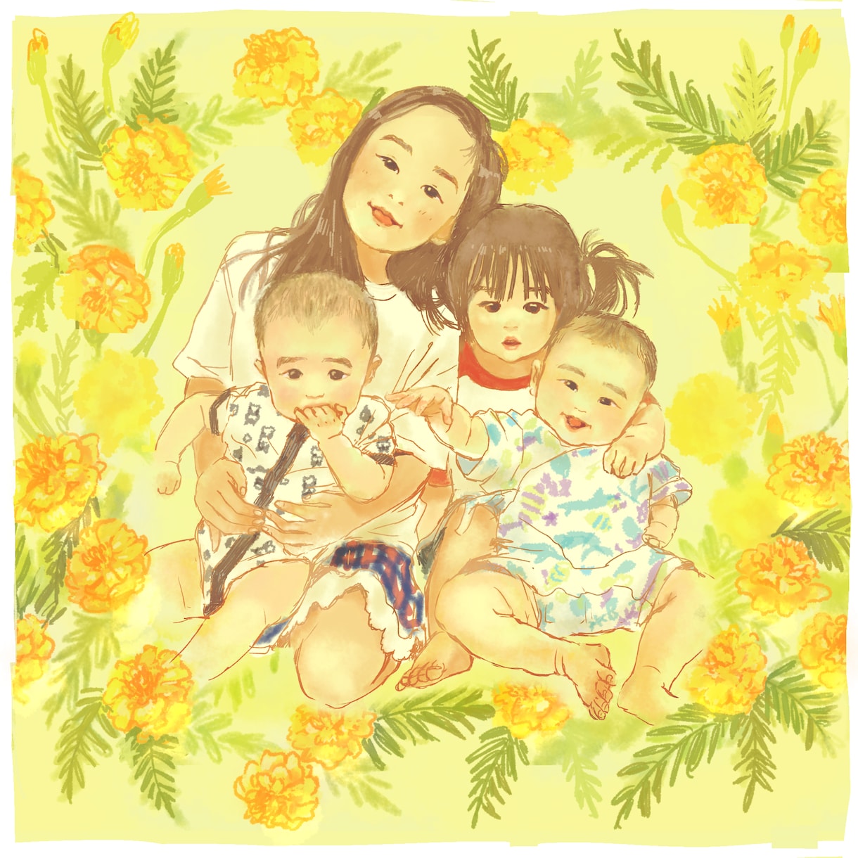 写真の雰囲気を似顔絵イラストで表現します 写真に合わせて絵柄や色を使い分け特別な一枚を作成します イメージ1
