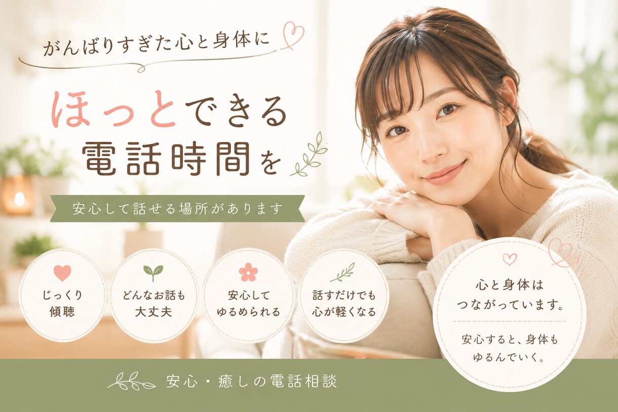 安心できる時間が、心と身体の健やかさに繋がります 頑張りすぎた心と身体にホッとできる安心時間を イメージ1
