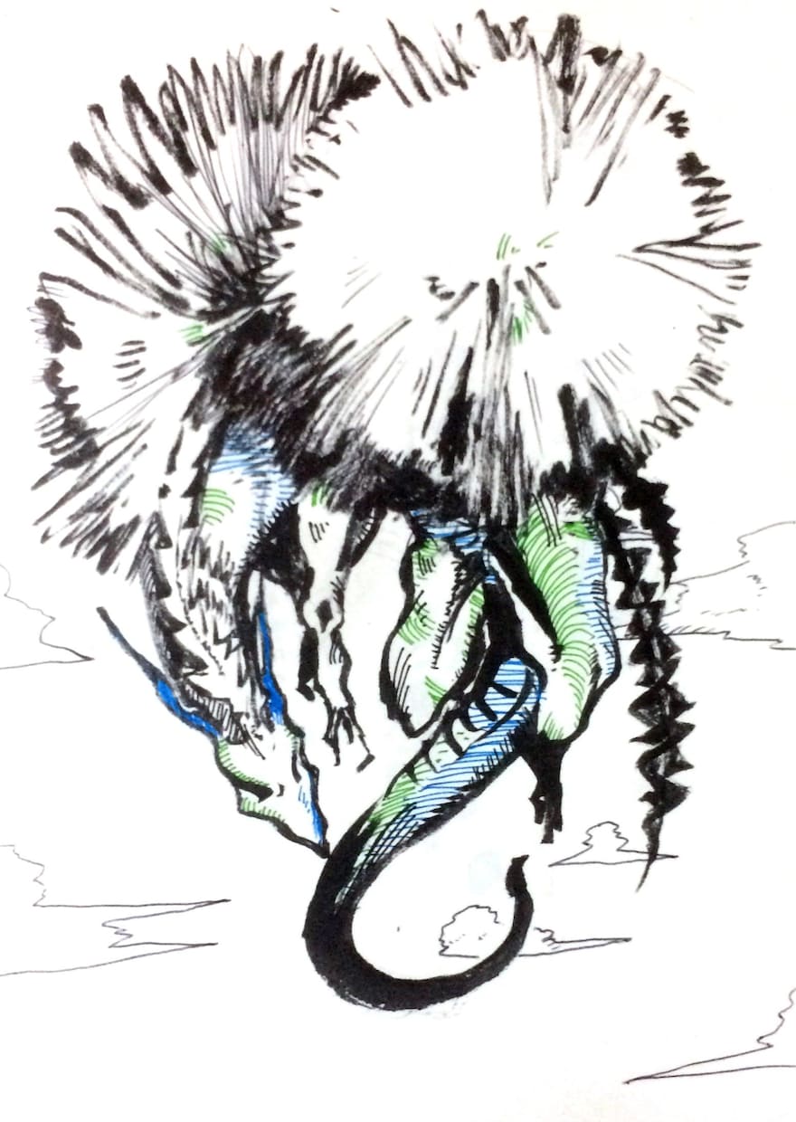 筆ペン又は筆ペン調のなんか絵+αを描きます 某アニメ会社の偉い人に勿体ないくらい面白い絵と評価頂きました イメージ1