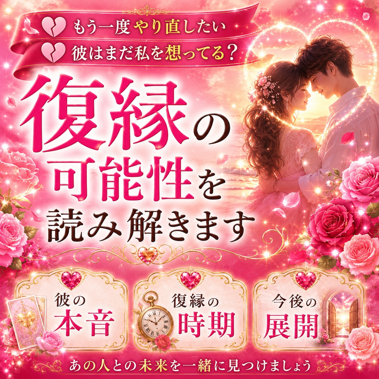 復縁占い  彼の本音と復縁の可能性を鑑定します 別れた彼の気持ちと復縁への流れを読み解きます イメージ1