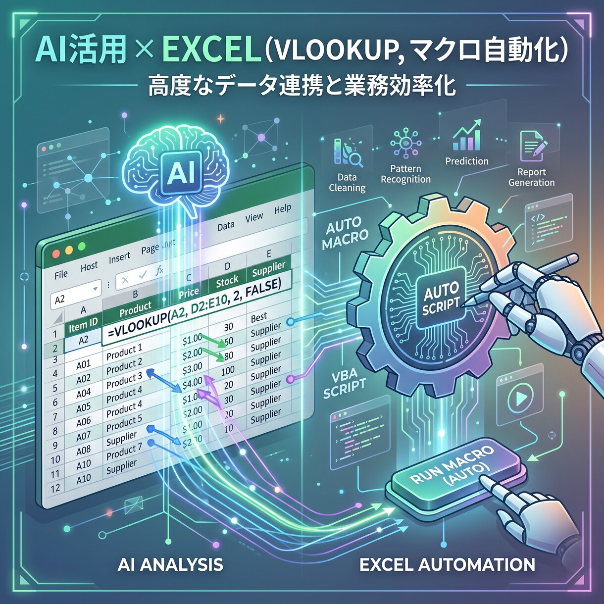 EXCELの関数・VLOOKUPで業務効率化します Excelを作成して終わりではなくAIも活用し業務改善します イメージ1